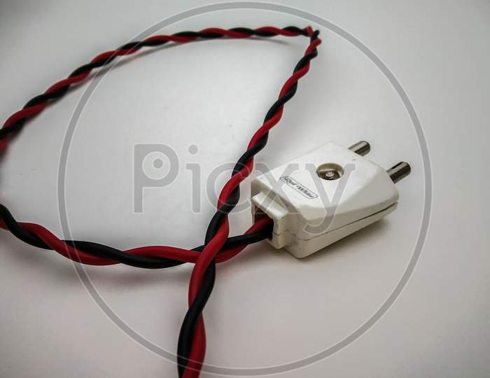 Electric Plug Close Up Isolated With White Background.