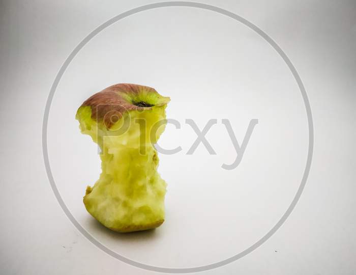 Half Eaten Apple Isolated With White Background.
