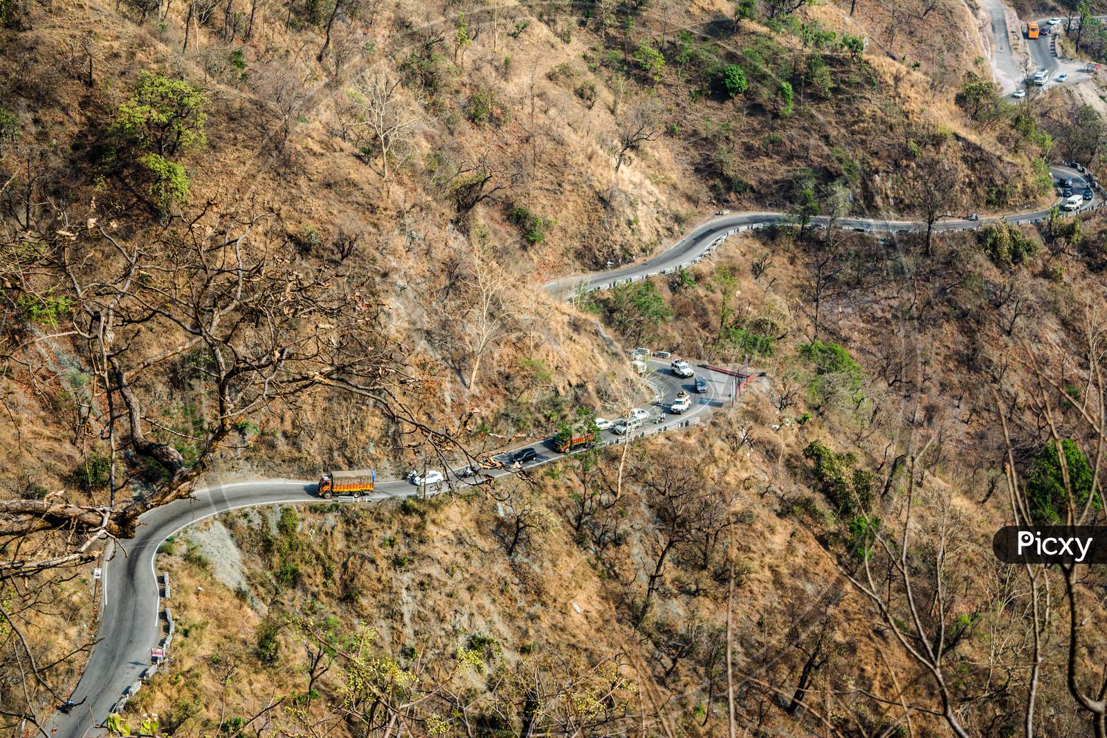 Road on the mountains of Bhimtal Nainital Uttarakhand