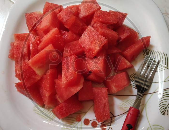 Fresh Juicy Organic Watermelon Slices for healthy breakfast