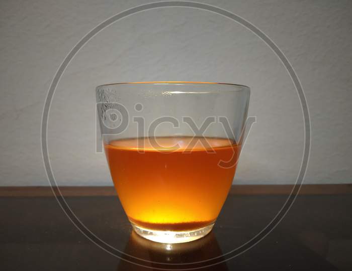 Organic Healthy Black Tea in transparent glass for refreshment. Hot drink natural herb for health