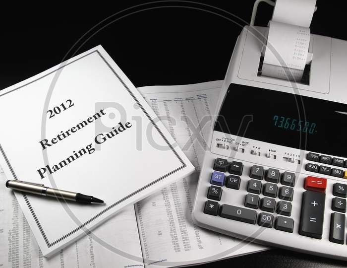  Retirement Planning Guide Representation With a Billing Machine For  Invoice, Taxation , Tax Filing , Investments And Mutual funds