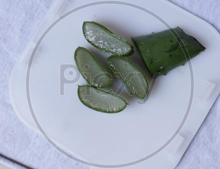 Aloe vera Gel Pieces Closeup On an Isolated Background