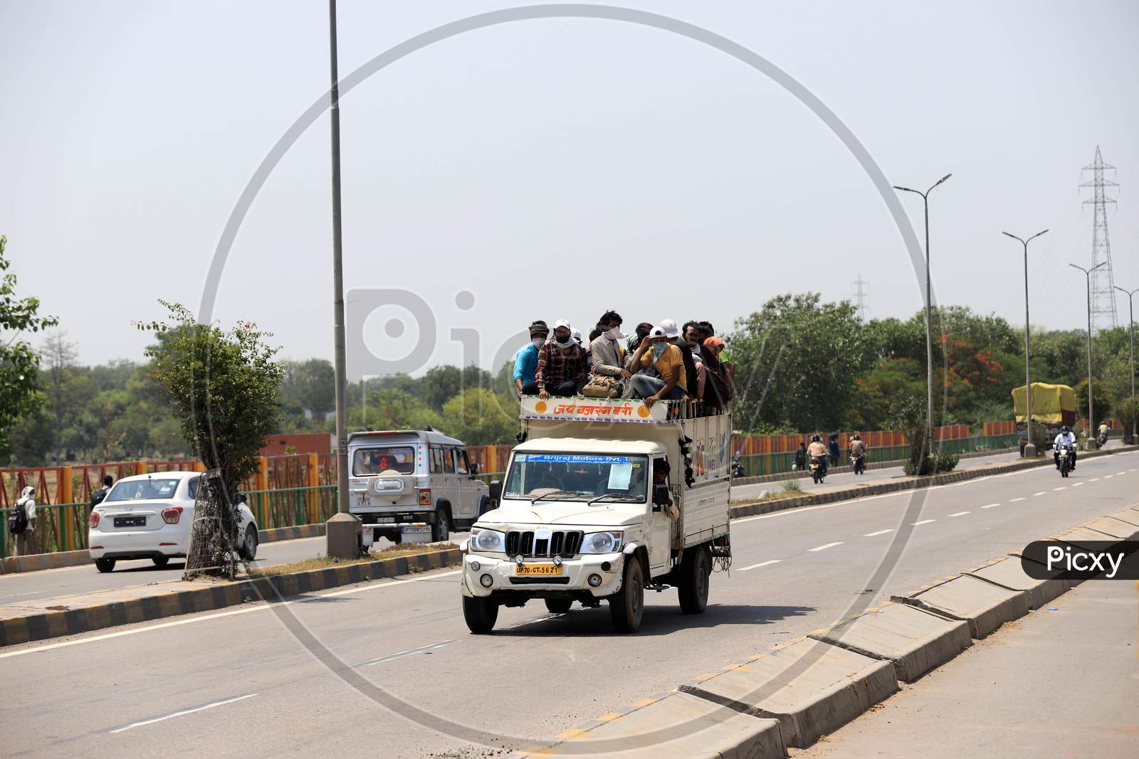 Migrant Workers From Mumbai travelling In Jeep To Their Native Places During Nationwide Lockdown Amidst Coronavirus Or COVID-19 Pandemic In Prayagraj May 14 2020