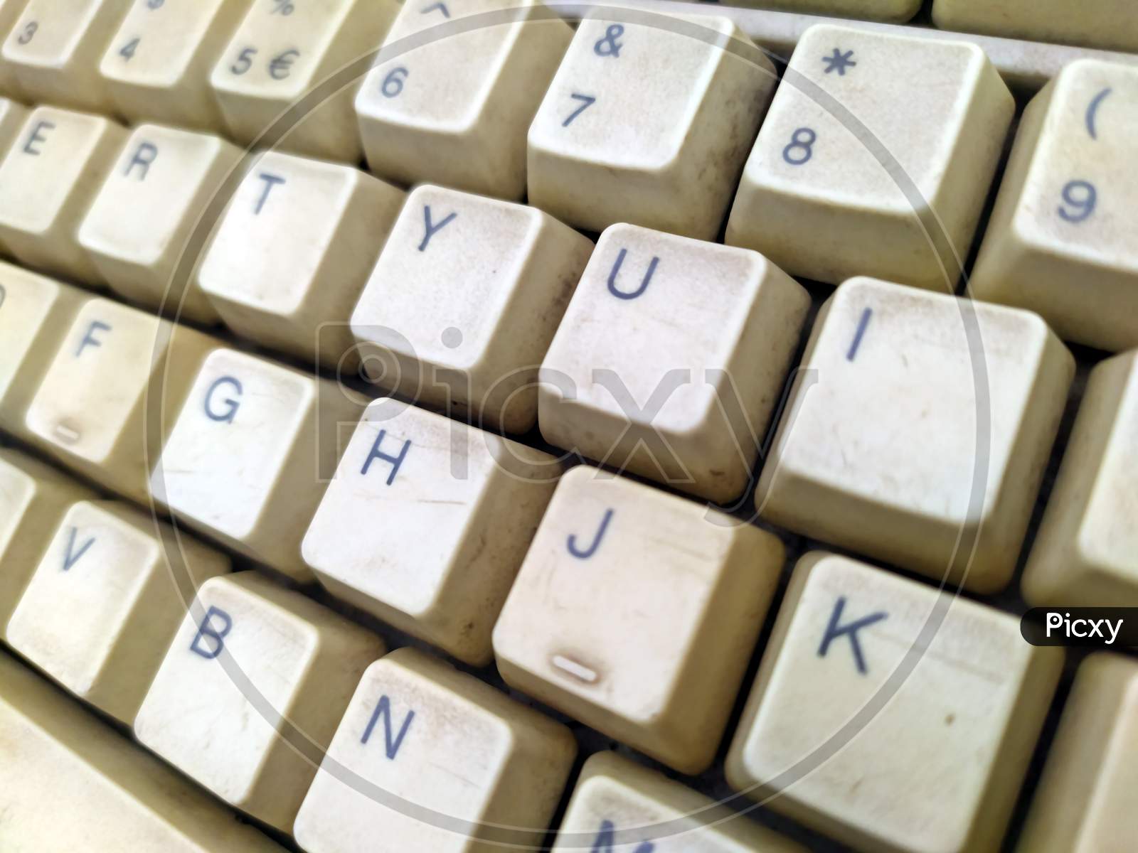 Close-up computer Keyboard focus Some keyboard characters
