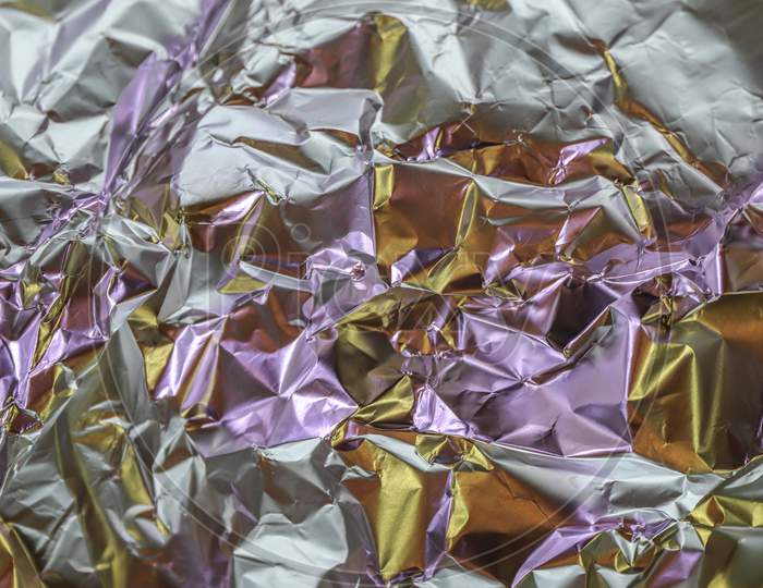 Detailed Close Up Texture Of An Aluminum Foil Surface In Different