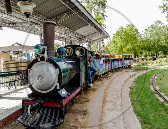 Old steam engine at Rail Museum located in the center of New Delhi.