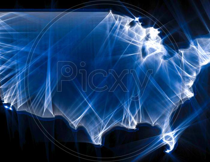 Illustration of a USA map done with kirlian aura photography
