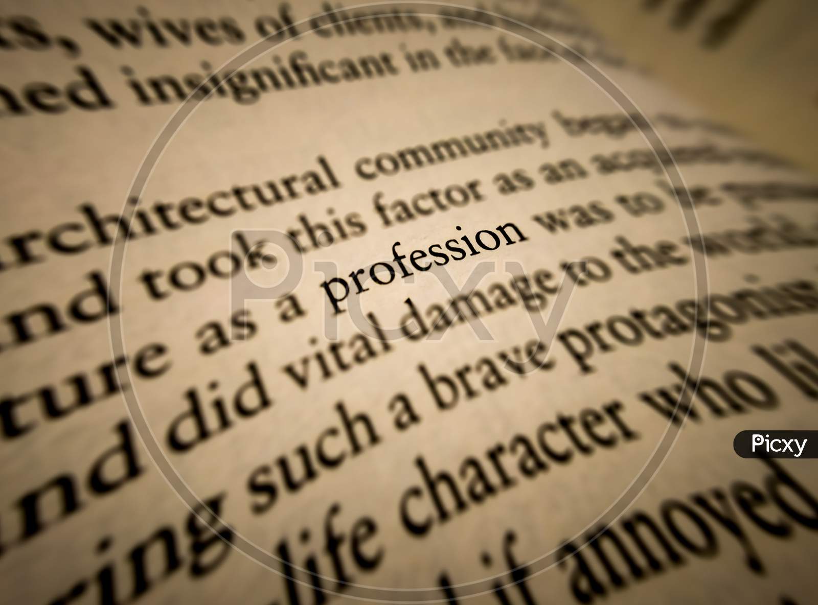 Profession Word Highlighted And Focused In An Old Book.