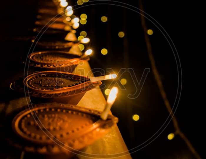 Happy Diwali - colorful decorating LED light for diwali  during diwali celebration