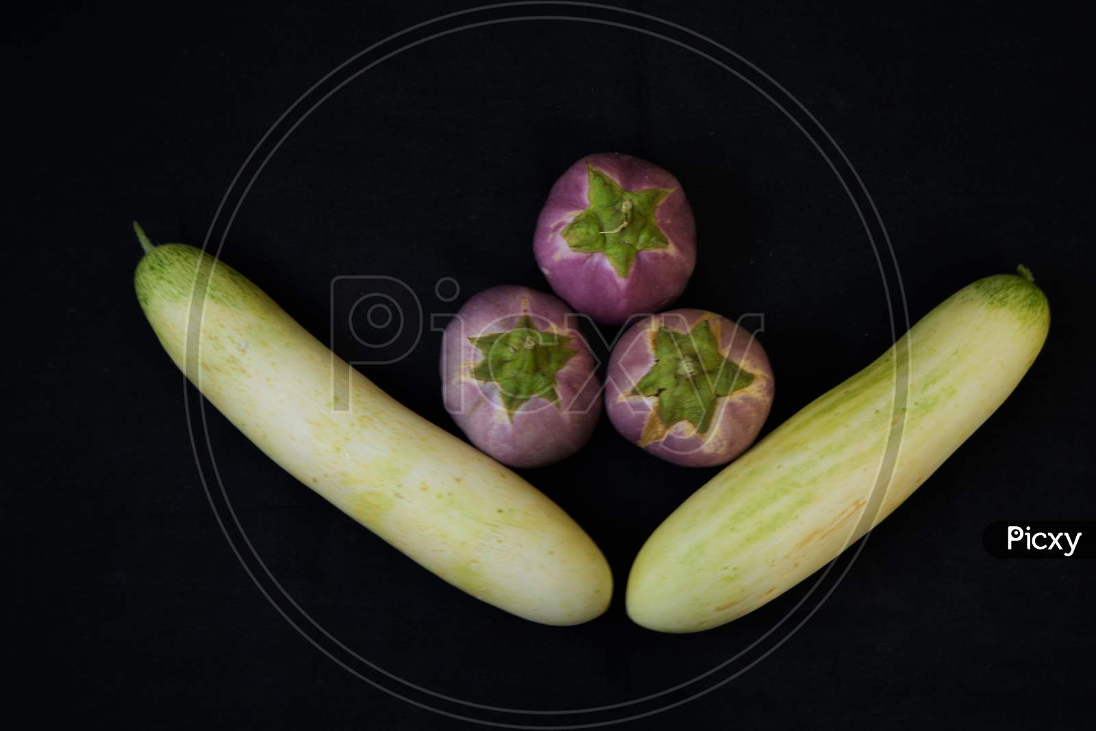 vegetables, Delicious homemade cucumber,  eggplant in black  background