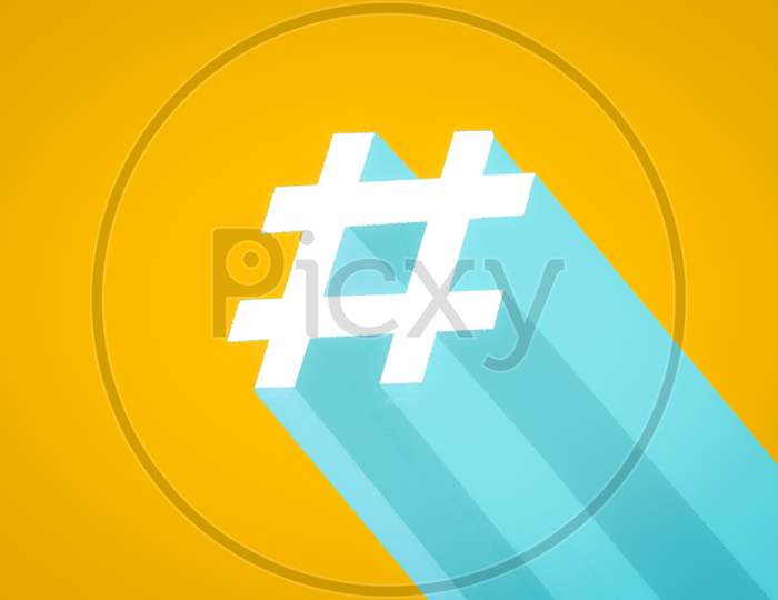 Hashtag sign icon vector illustration on Yellow background