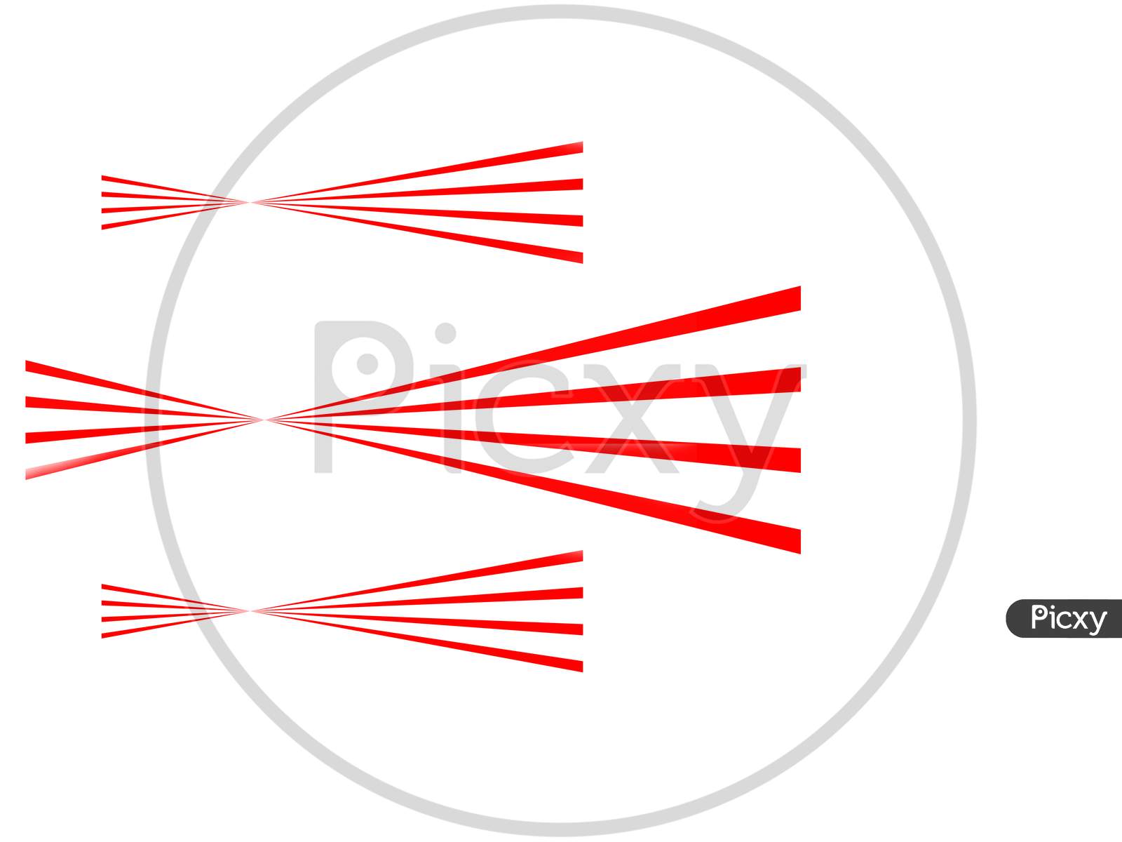 Abstract illustration of three red lines with a twist and duplicated with two smaller ones.