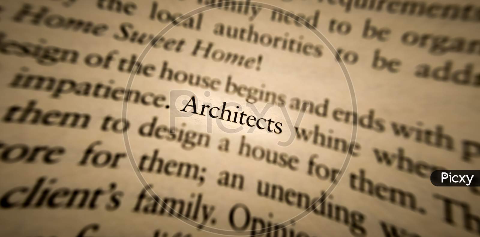 Architect Word Highlighted And Focused In An Old Book.