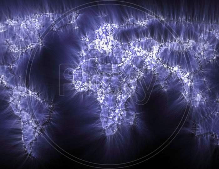 Stunning view of the world map using kirlian energy photography
