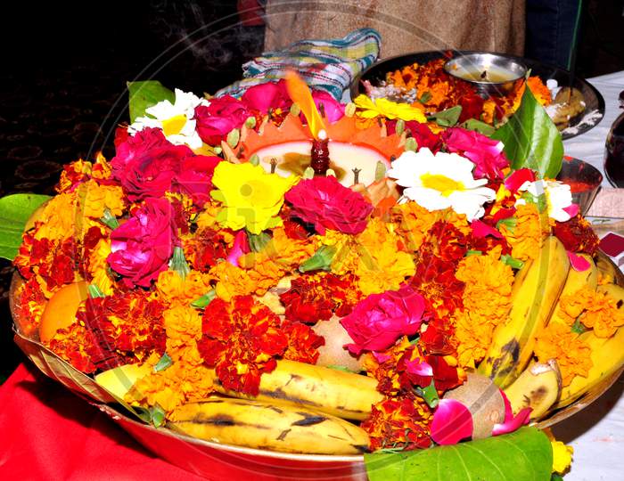 Puja Or Pooja Thali For Worshipping God In Hindu Religion