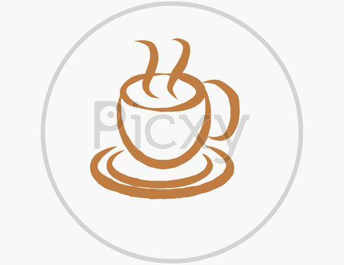 Brown Color Coffee Cup With White Background
