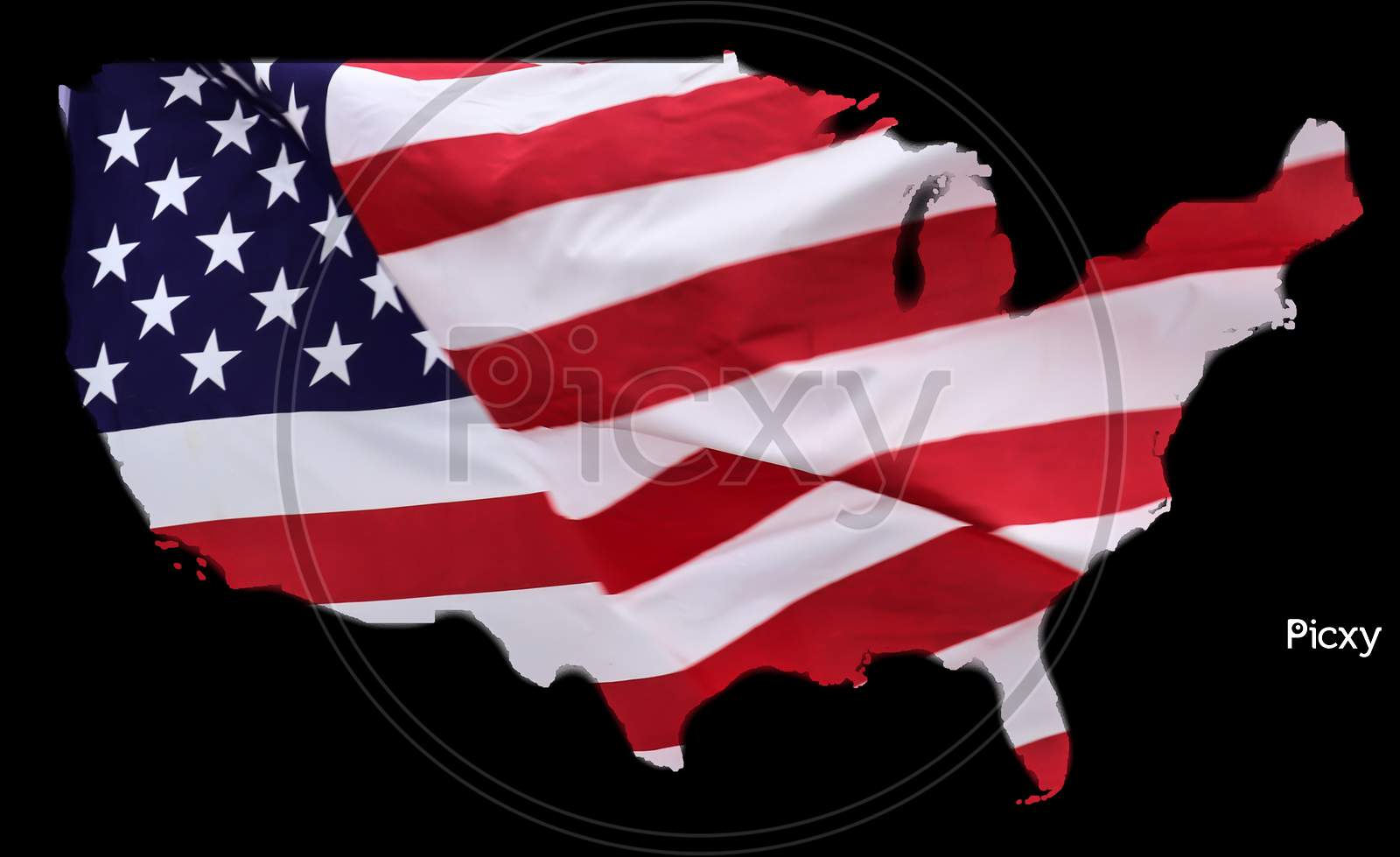 Illustration of a USA flag  in the map of the United States of America