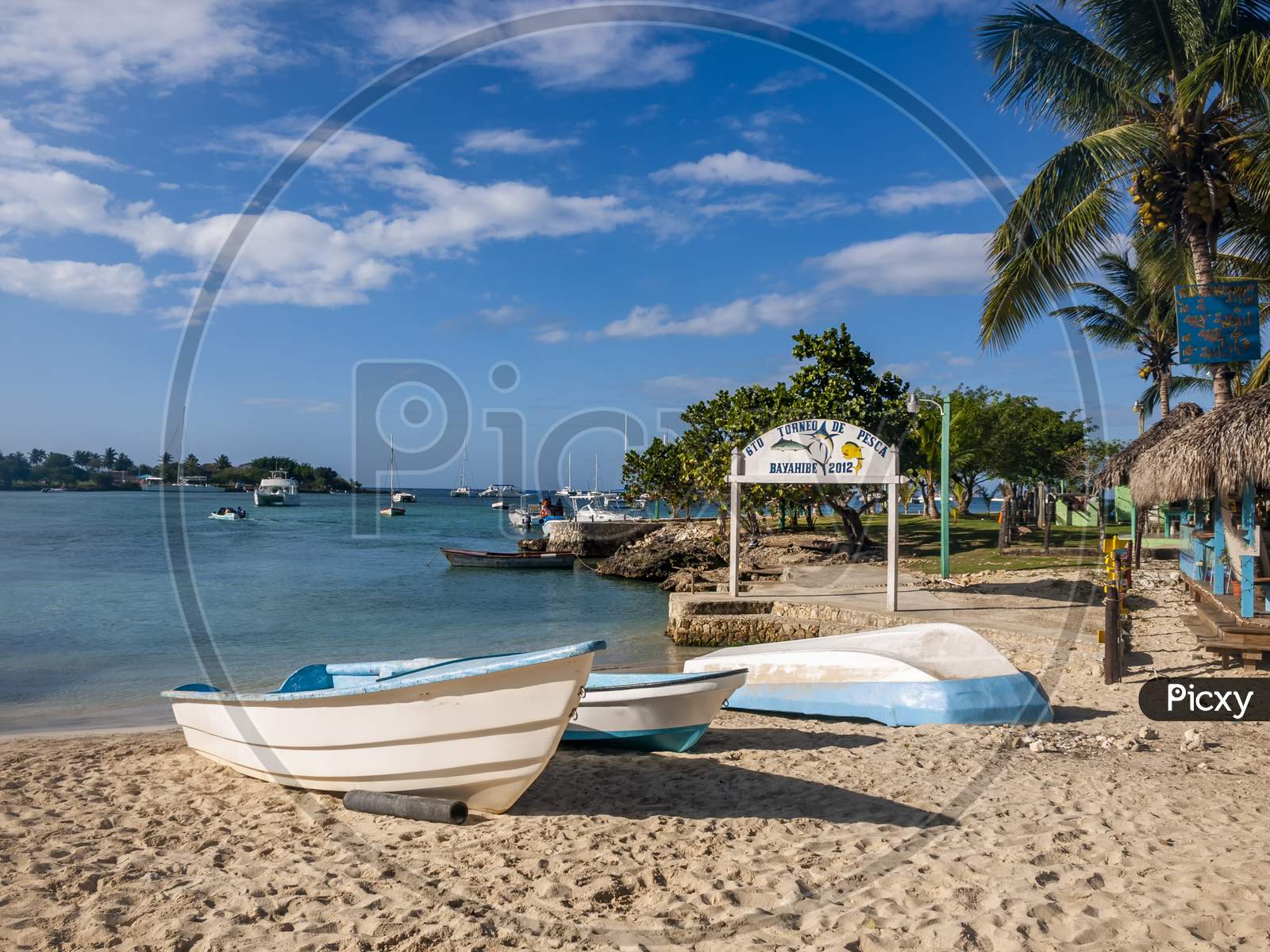 Boats at rest on a Caribbean beach.