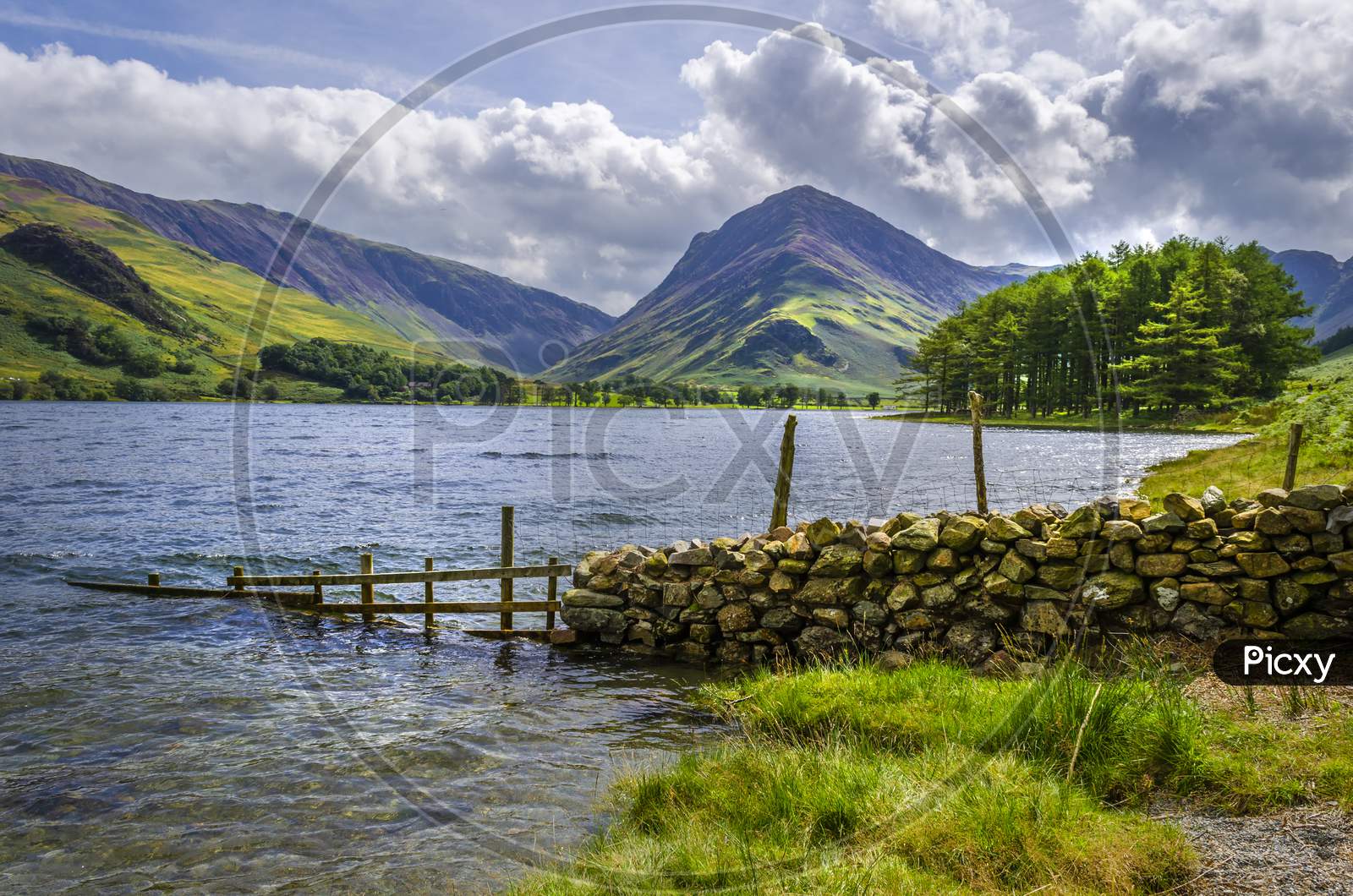 Fleetwith Pike as seen from the shore line of Buttermere Lake