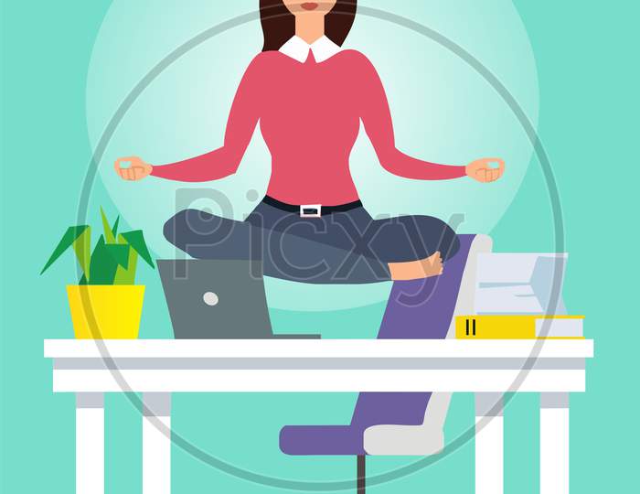 yoga to calm down the stressful emotion from hard work in office