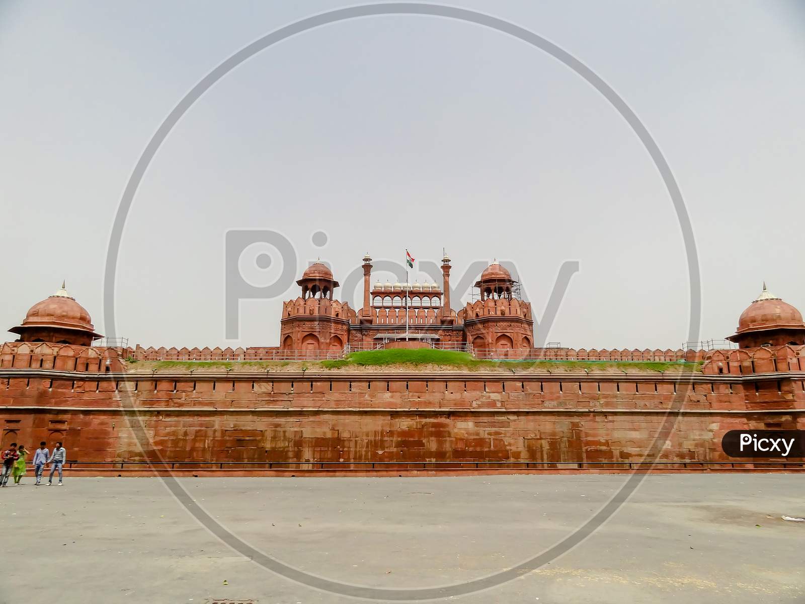 The Red Fort is a historical fort in the city of Delhi in India. Inside view of the Red Fort of Delhi.