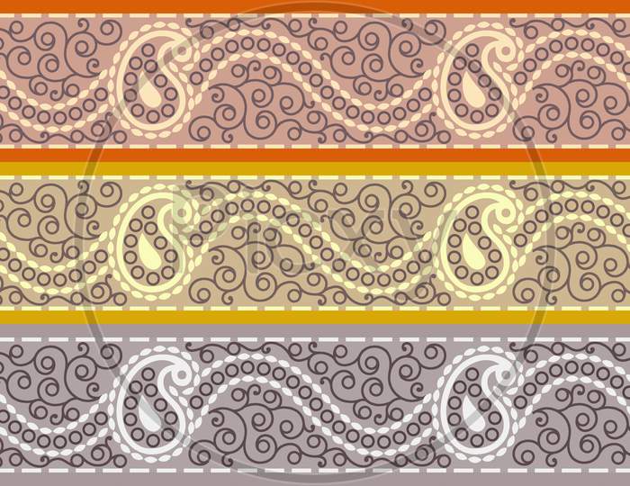 Floral Abstract Paisley Border Design Background