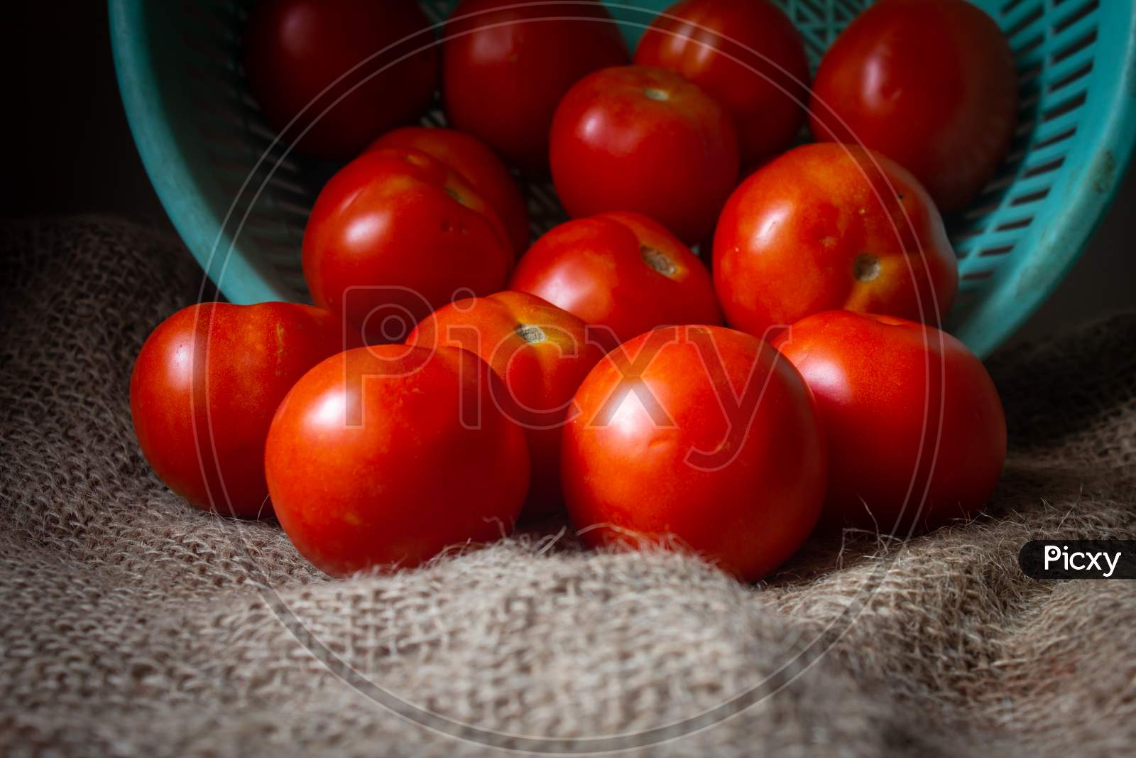 Close View Of Red Tomatoes In Heap. Fresh Red Tomato Fruit For Food Background, Food Closeup.