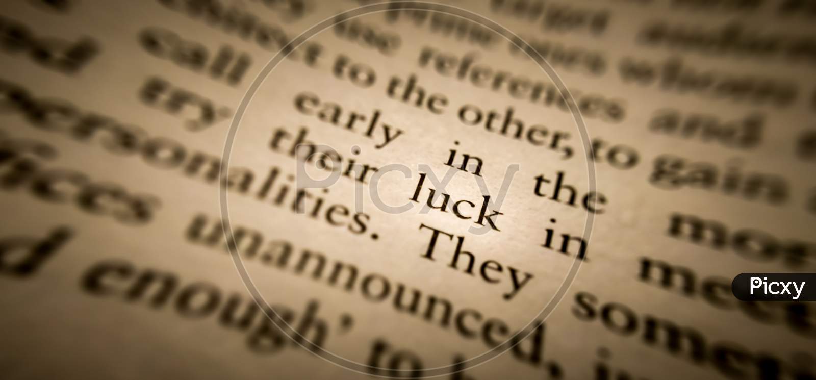 Luck Word Highlighted And Focused In An Old Book.