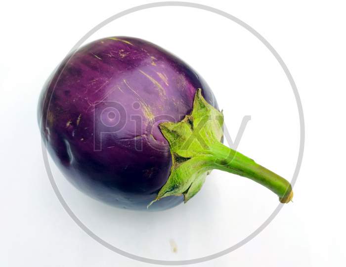 a fresh violet brinjal vegitable isolated put on white background