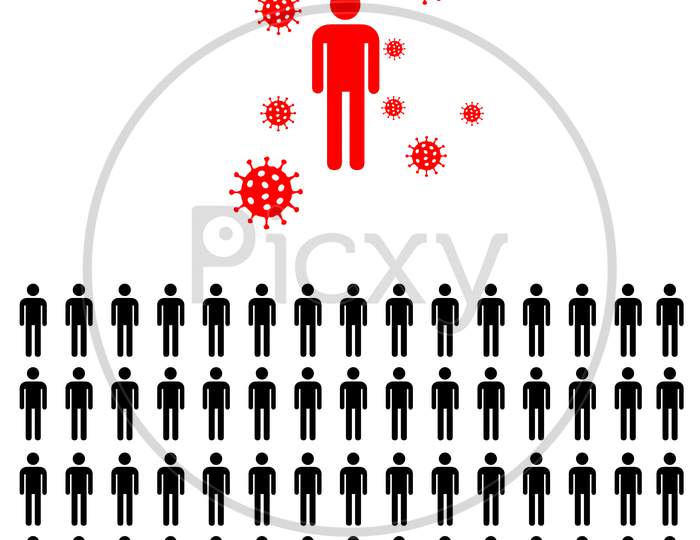 Illustration On Quarantine The Covid-19 Positive Patient To Prevent Its Spreading In The Society. To Stop Corona Virus To Spread In Society.
