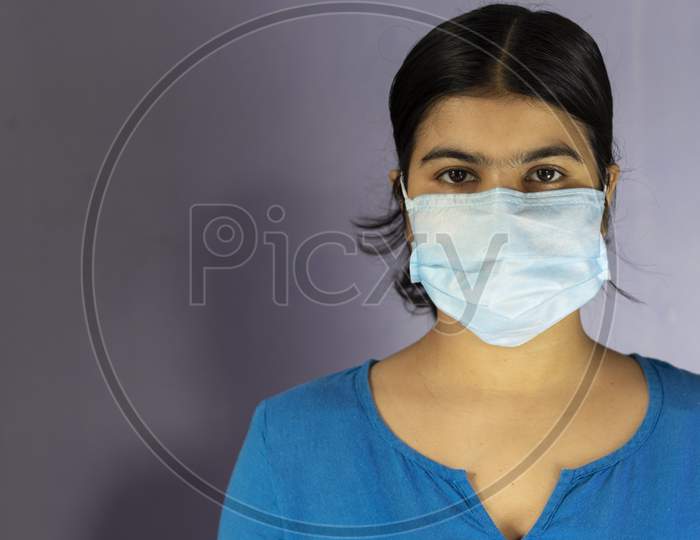 Indian Woman Wearing Nose Mask
