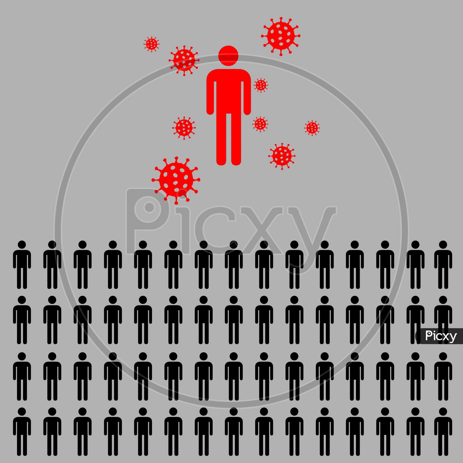 Illustration On Quarantine The Covid-19 Positive Patient To Prevent Its Spreading In The Society. To Stop Corona Virus To Spread In Society.