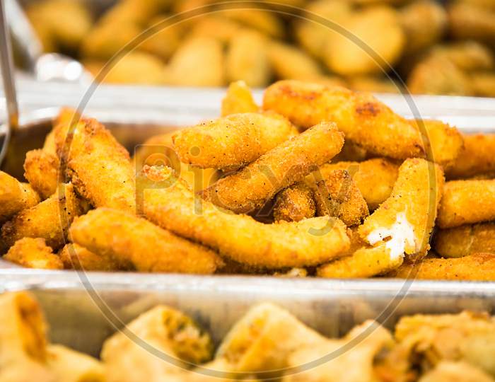 Crispy Deep Fried Cheese Fingers And Other Fast Food, Background