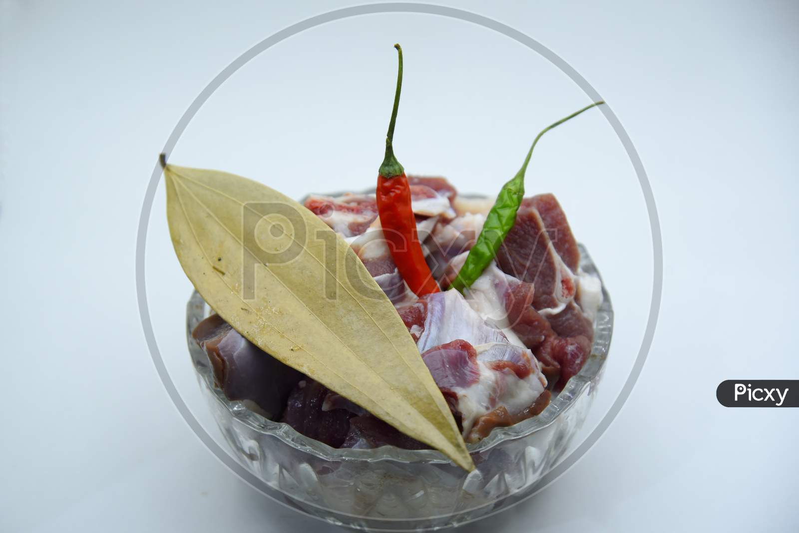 Chopped raw meat on white background , top view . raw Lamb and mutton meat isolated.