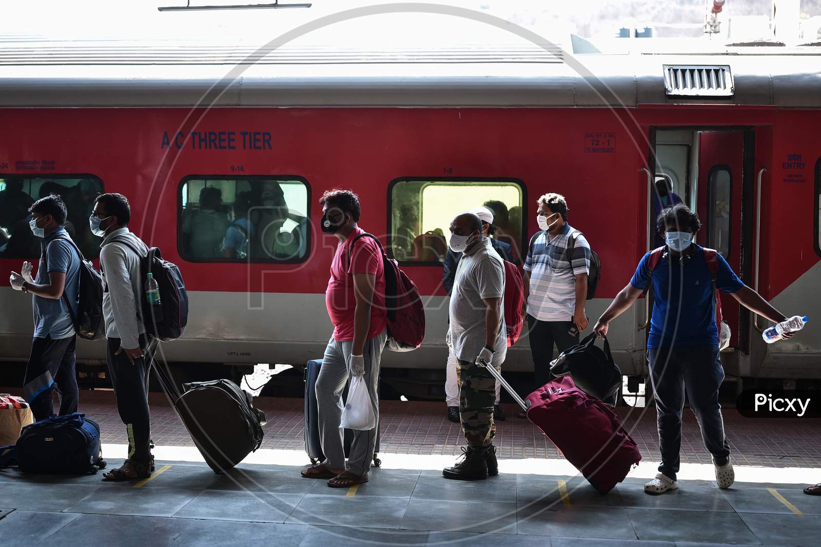 Passengers Deboard A Special Train From New Delhi At Vijayawada Railway Station, During The Nationwide Lockdown Amid Coronavirus Pandemic In Vijayawada.