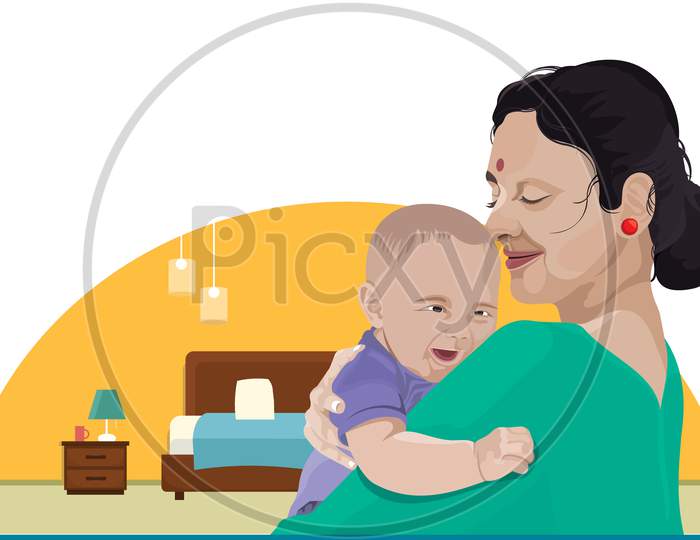 illustration of mother and child