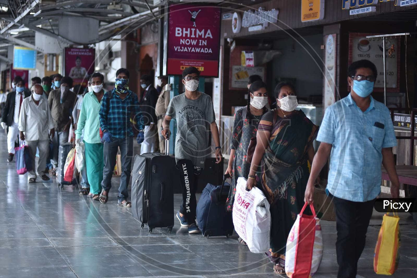 Passengers Arrive At Vijayawada Railway Station To Board A Special Train To Chennai, During The Nationwide Lockdown Amid Coronavirus Pandemic In Vijayawada.