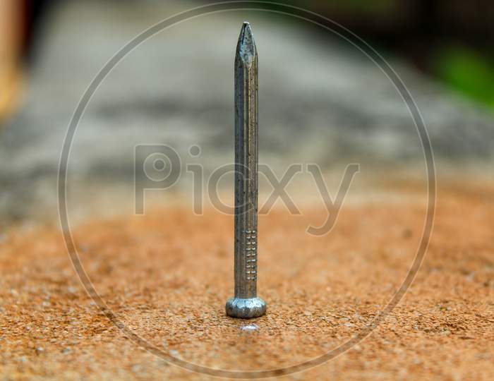 Steel Nail Isolated In The Picture