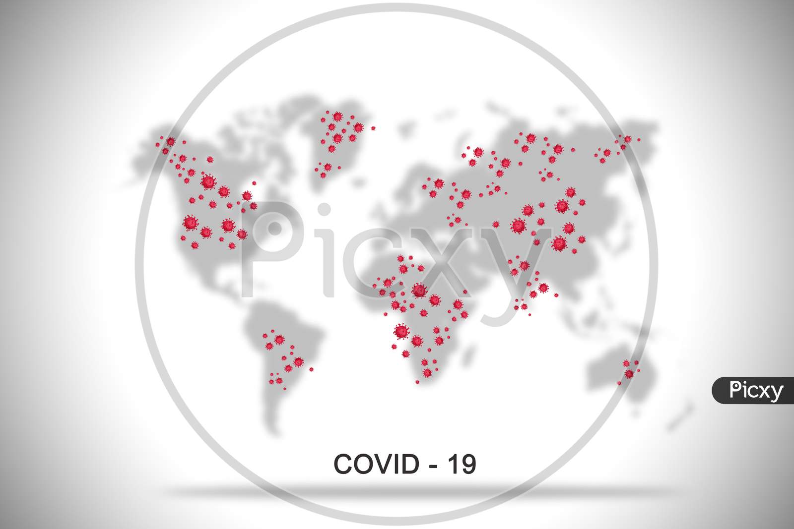 Illustration On Spreading Of Covid-19 Disease With Corona Virus In The Whole World.