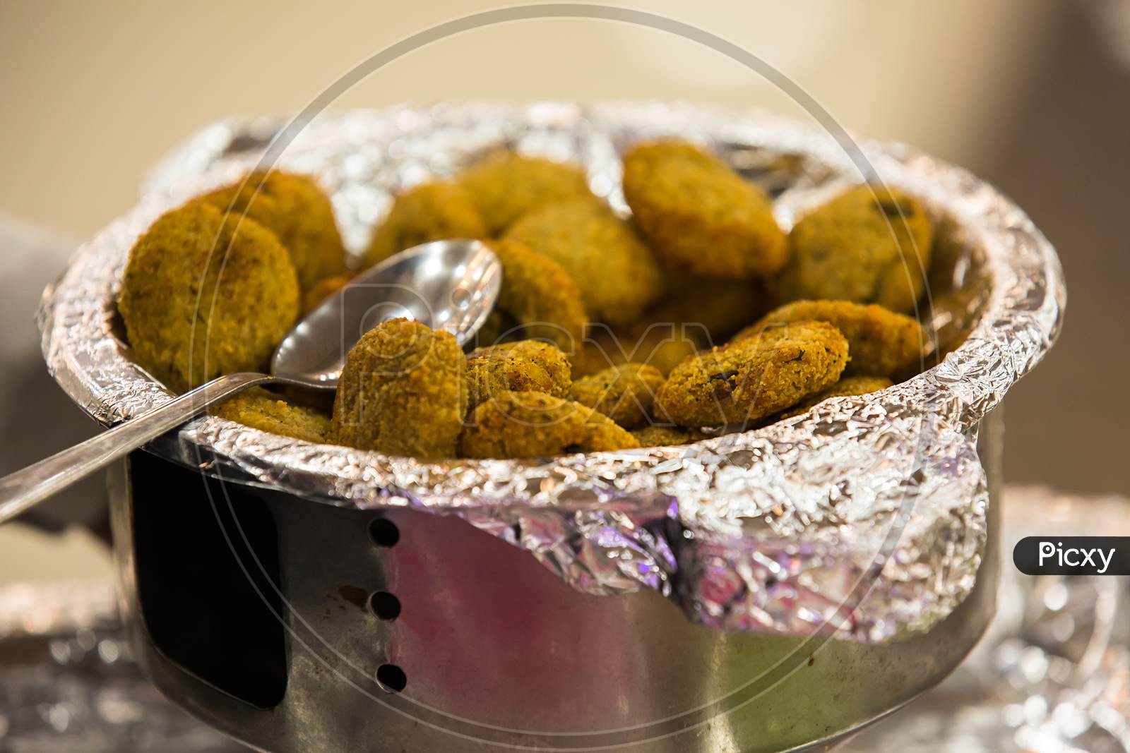 Deep Fried Hara Bhara Kabab Tikka In A Big Bowl, Food Concept, Background