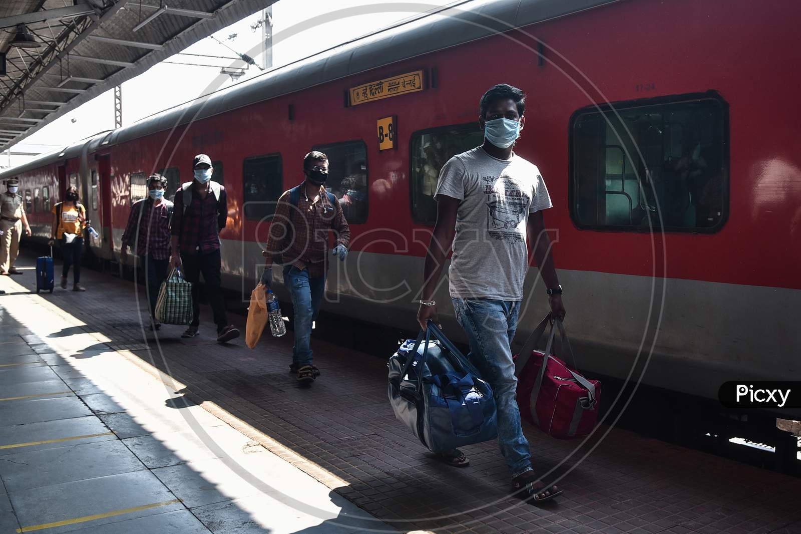 Passengers Board A Special Train To Chennai At Vijayawada Railway Station, During The Nationwide Lockdown Amid Coronavirus Pandemic In Vijayawada.