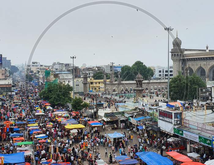 Busy Market street near Charminar