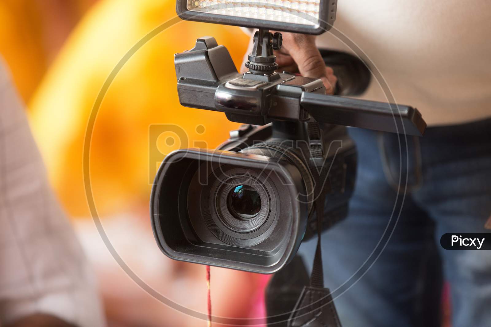 Professional Photographer And Professional Hd Video Camera ,Cameraman With Hd Camcorder - Image