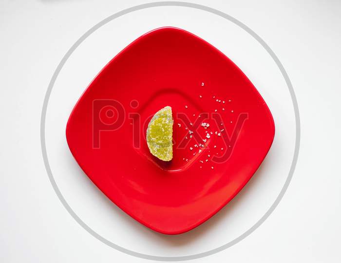 Sugar Candy On A Red Plate