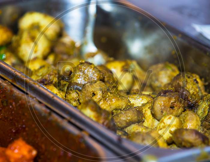 Spicy Gravy Mashroom, Indian Dish, Food Concept