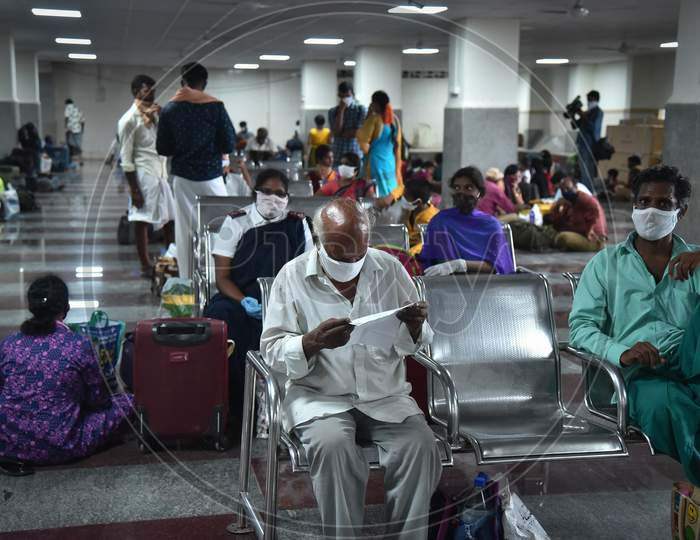 Passengers Wait At Vijayawada Railway Station To Board A Special Train To Chennai, During The Nationwide Lockdown Amid Coronavirus Pandemic In Vijayawada.