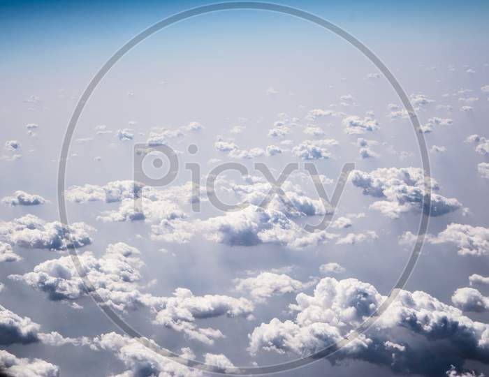 Wonderful clouds as observed from aircraft. aerial view
