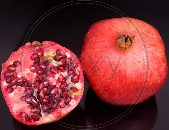 Pomegranate and half cut open