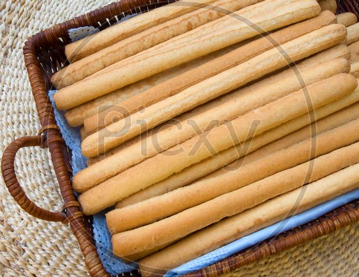 Bread sticks in basket